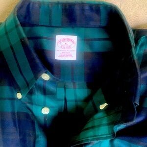 Brooks Brothers business casual button down plaid shirt.